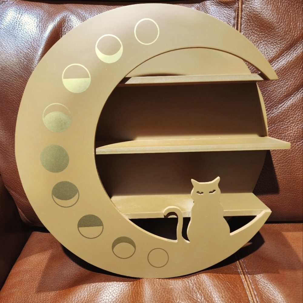 Moon phase kitty hanging shelf